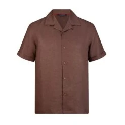 Camper Ss Linen Shirt In Chocolate