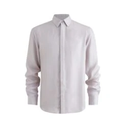 Silk Twill Long-Sleeve Button-Down Shirt - Moongrey