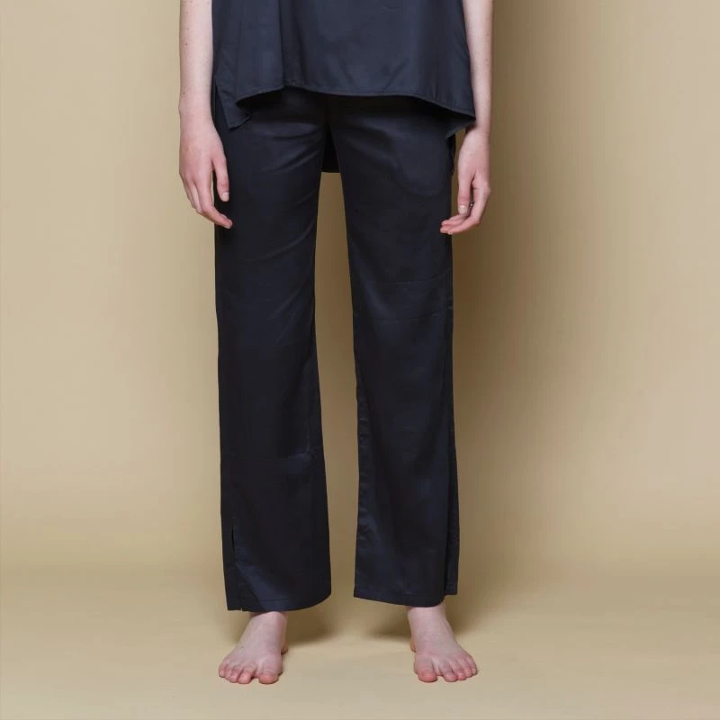 Vegan Silk Bamboo Trousers Black - Image 2