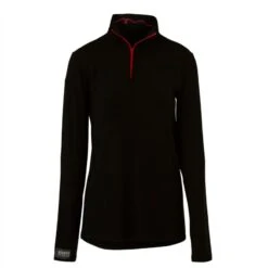 Bamboo Long Sleeve Zipper T-Shirt - Black