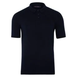 Mens Ultra Fine Cotton Earl Short Sleeve Polo Shirt - Navy