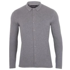Mens Cotton Arthur Knitted Shirt - Ash Grey