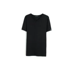 Grand V-Neck Mercerized Cotton T-Shirt - Black
