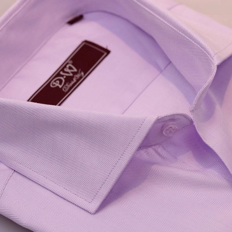Cutaway Collar Double Cuff Herringbone Shirt – Lilac - Image 2