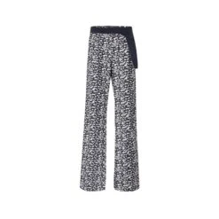 Trousers In Blue And White Iconic Leopard With Contrast Pocket