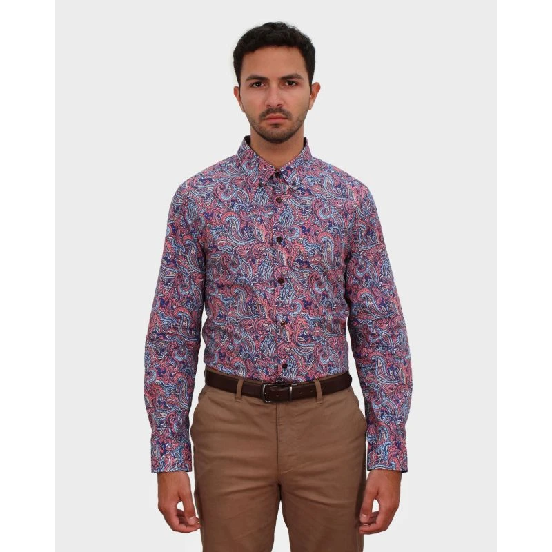 Mitchell Paisley Goal Shirt In Strawberry - Image 2