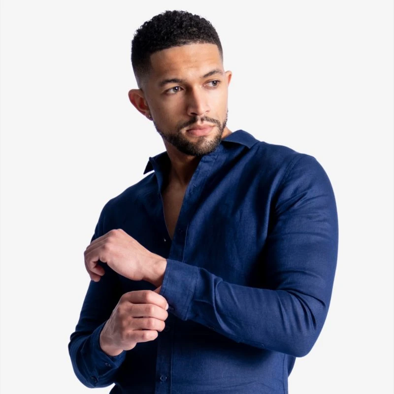 Slim Fit Lightweight Linen Shirt – Blue - Image 5