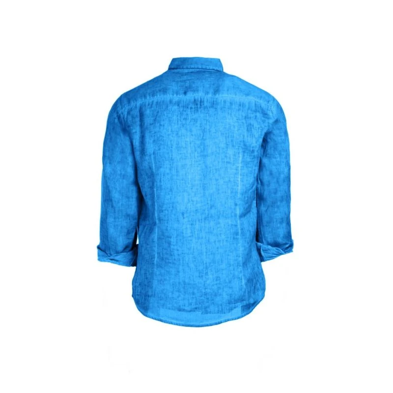 Long Sleeved Front Pocket Linen Freddo Dye Shirt - Cobalt Freddo - Image 2