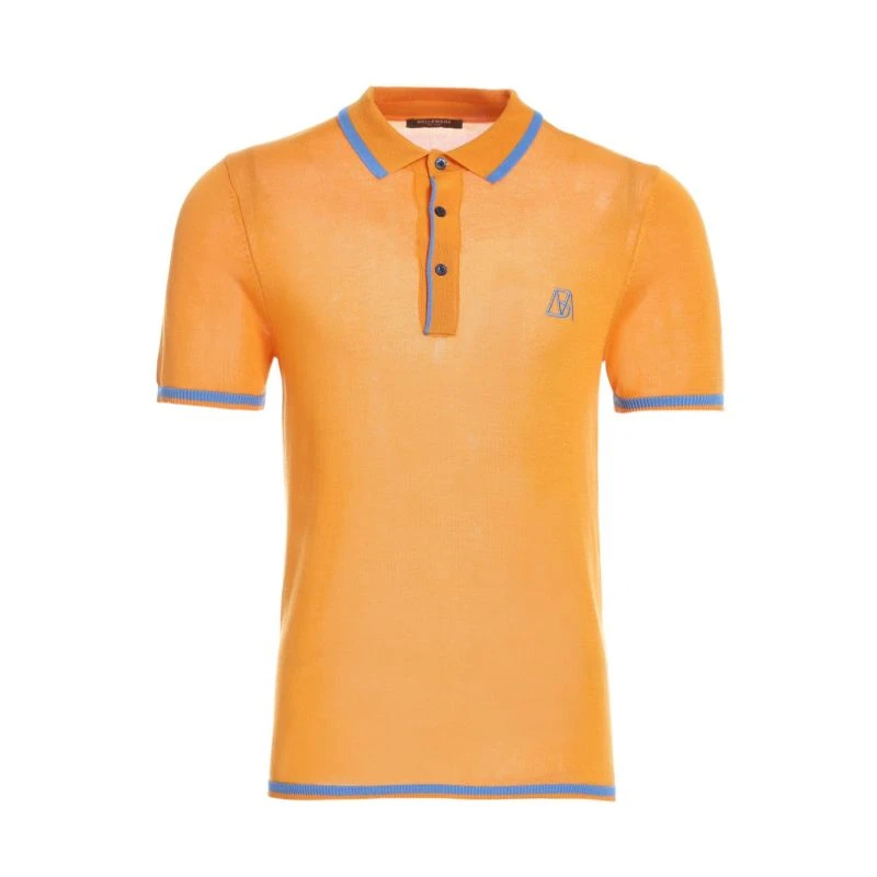 Mens Two Tone Contrast Tencel Polo - Yellow & Orange