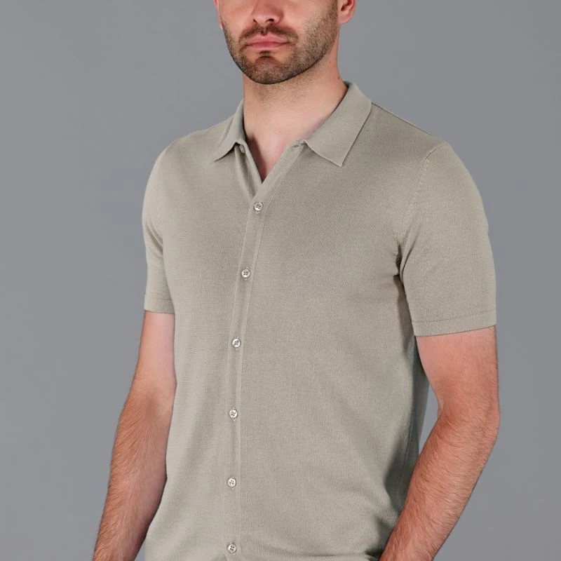 Mens Cotton Short Sleeve Marshall Shirt - Fawn - Image 2