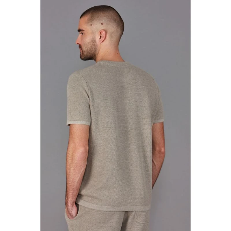 Mens Heavyweight Rossi Cotton Knitted Textured T-Shirt - Fawn - Image 5