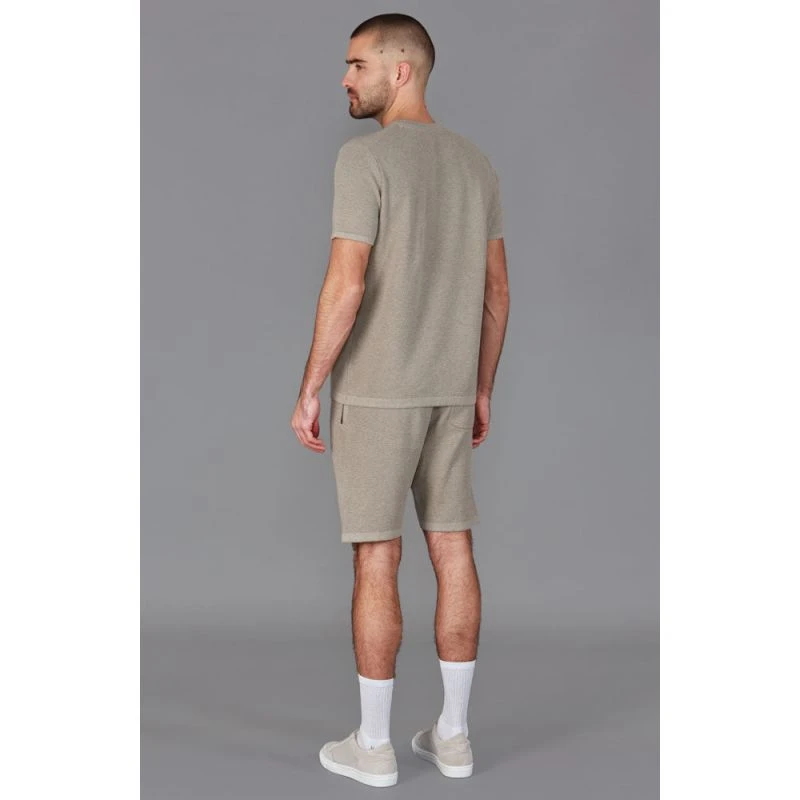 Mens Heavyweight Rossi Cotton Knitted Textured T-Shirt - Fawn - Image 7