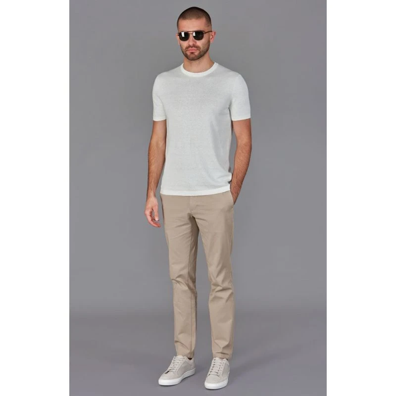 Mens Ultra Fine Cotton Linen Salvador Knitted T-Shirt - White - Image 6