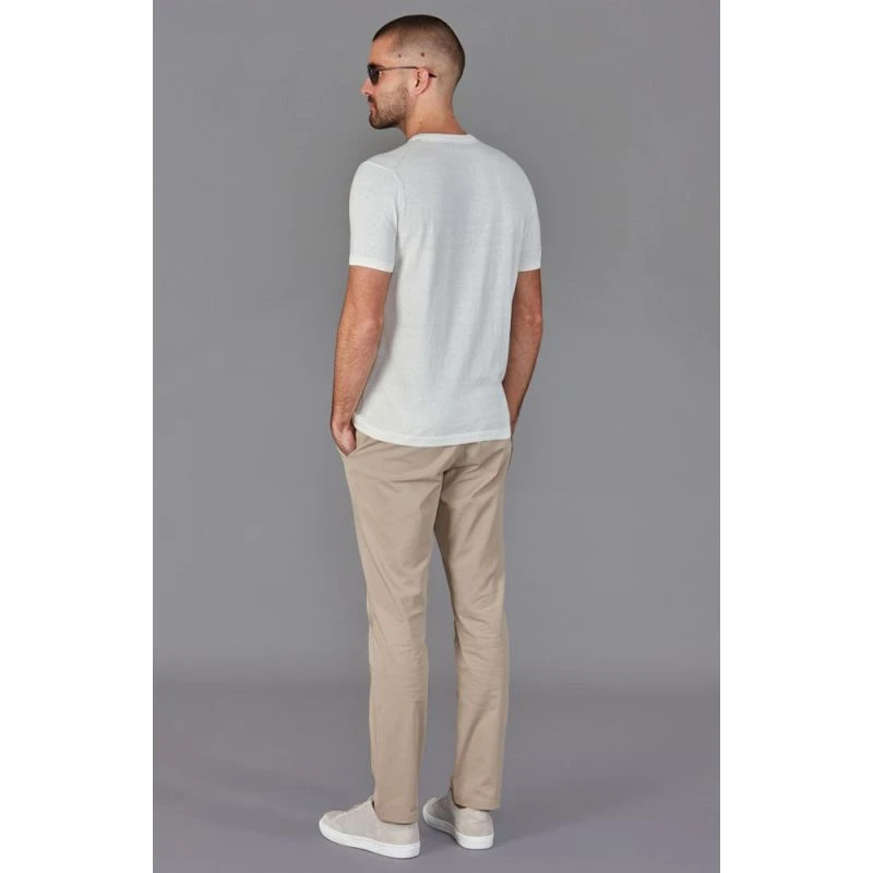 Mens Ultra Fine Cotton Linen Salvador Knitted T-Shirt - White - Image 7