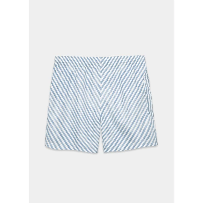 Straight-Leg Mid-Length Logo-Embroidered Appliquèd Recycled Swim Shorts - Blue Stripes - Image 4