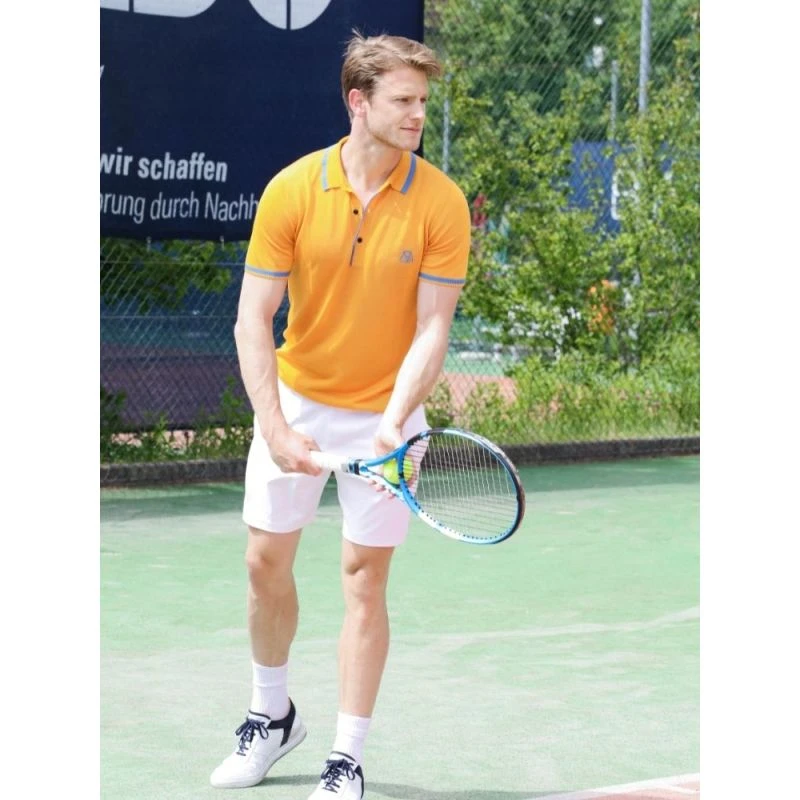 Mens Two Tone Contrast Tencel Polo - Yellow & Orange - Image 13