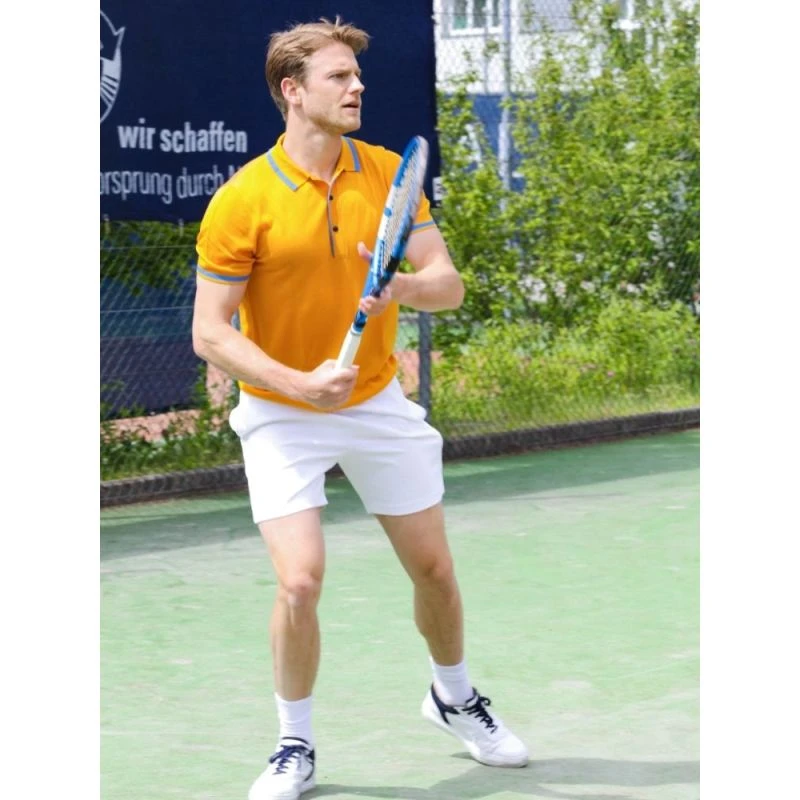 Mens Two Tone Contrast Tencel Polo - Yellow & Orange - Image 16