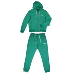 Self Made Crew Neck Hoodie And Trousers Set - Green