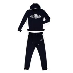 Self Made Crew Neck Hoodie And Trousers Set - Navy