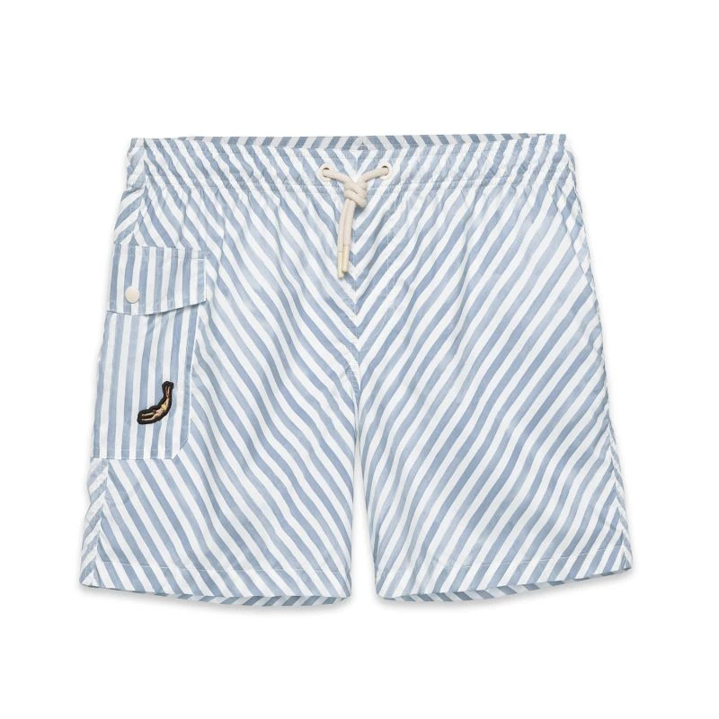 Straight-Leg Mid-Length Logo-Embroidered Appliquèd Recycled Swim Shorts - Blue Stripes