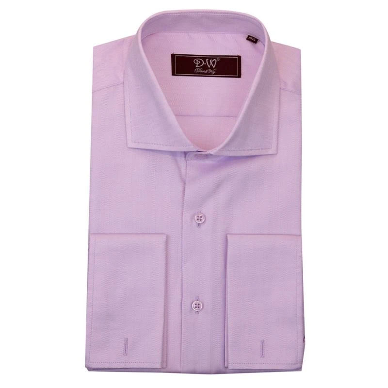 Cutaway Collar Double Cuff Herringbone Shirt – Lilac