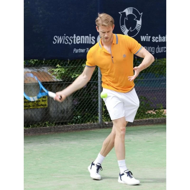 Mens Two Tone Contrast Tencel Polo - Yellow & Orange - Image 9