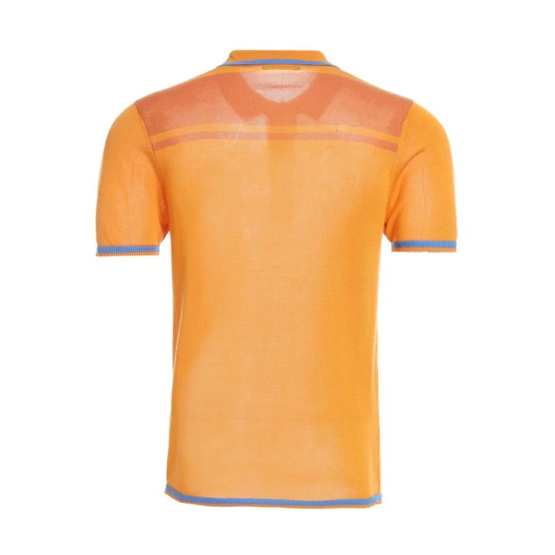 Mens Two Tone Contrast Tencel Polo - Yellow & Orange - Image 2