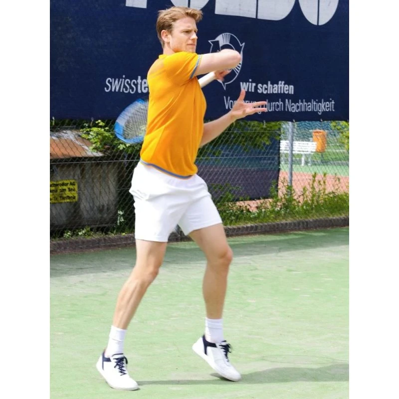 Mens Two Tone Contrast Tencel Polo - Yellow & Orange - Image 12